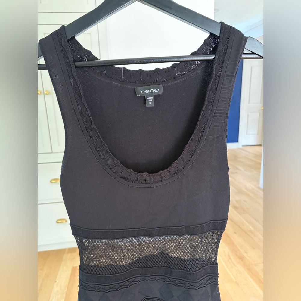 Vintage bebe Black Sleeveless Ruffled Tiered Dress - Picture 2 of 6